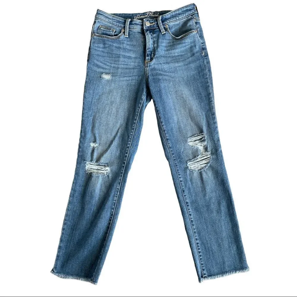 Universal Thread High Waisted Distressed Mom Jeans - Picture 1 of 7